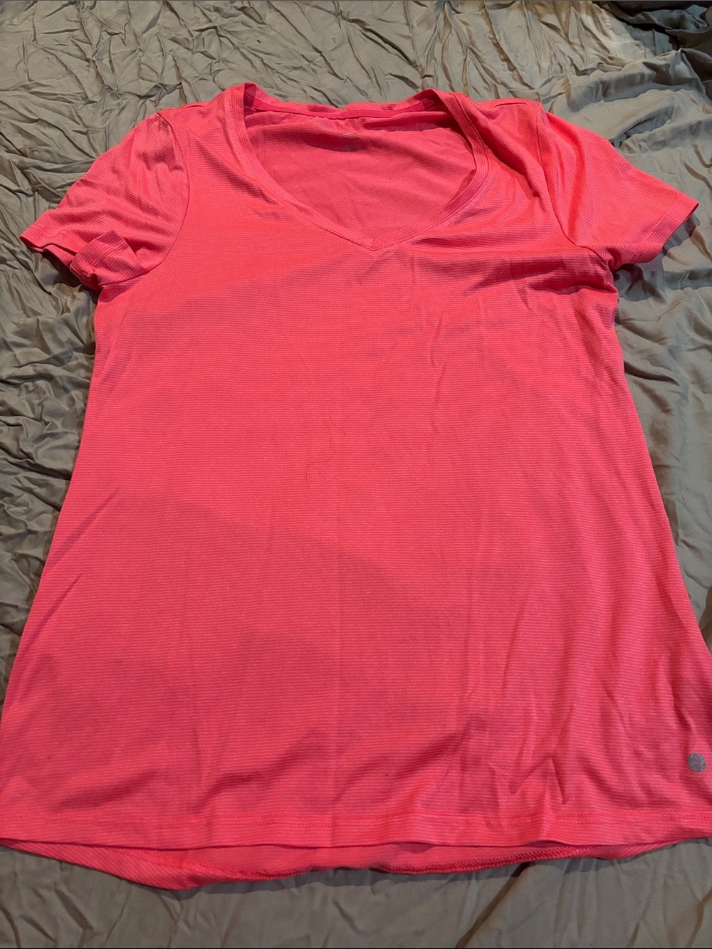 Women’s V-Neck Short Sleeve Tee in Coral Pink